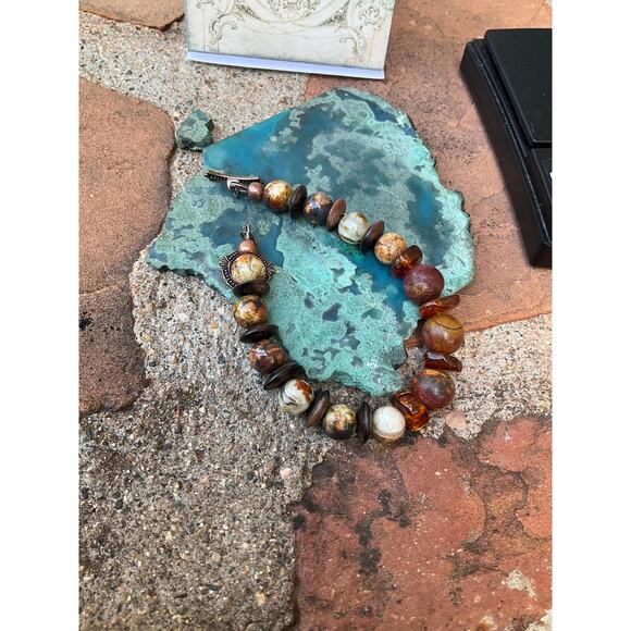 Hand Crafted Beaded Amber Bracelet - Picture 1 of 10